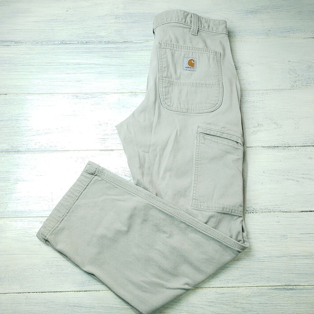 Carhart Rugged Flex Relaxed Fit Canvas Work Pants Size 32 x 30 Tan Khaki